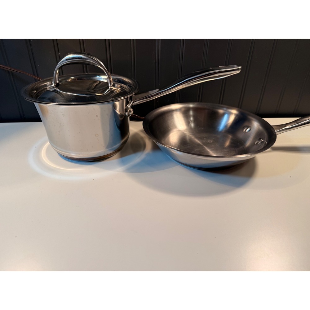 Kirkland Signature Stainless Steel 1.7QT Saucepan with Lid and 8.5in Skillet Set
